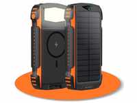 4smarts Powerbank 20000mah [Schwarz Orange] - Solar Powerbank mit...