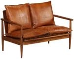 vidaXL Sofa 2-Sitzer Leder Akazie Polstersofa Polsterbank Sofabank Sessel