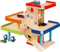 goki 53821 Parkhaus, gro&szlig;e Spielgarage aus Holz, 51,9 x 31,4 x 38,5 cm,