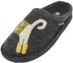 HAFLINGER Flair Cucho Pantoffeln gewalkter Wolle Katze Graphit, Gr. 42