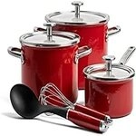KitchenAid Steel Core Enamel 8-teiliges Kochgeschirr-Set mit Deckeln, deutsche