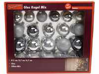 TrendLine Glaskugeln Silber Mix 42 Stück Weihnachtskugeln Christbaumkugeln Xmas
