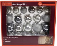TrendLine Glaskugeln Silber Mix 42 St&uuml;ck Weihnachtskugeln Christbaumkugeln Xmas