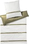 Joop! Mako Satinbettw&auml;sche Logo Stripes (135x200, Olive)