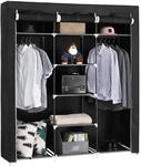 SONGMICS Kleiderschrank, Stoffschrank, faltbare Garderobe mit Kleiderstangen,