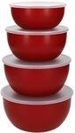 KitchenAid - Salatsch&uuml;sseln aus Kunststoff mit Deckel, rot, 4er Set 355, 591, 828
