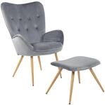 ALBATROS Ohrensessel YORK mit Hocker &ndash; Bequemer Sessel & Relaxsessel aus Samt...