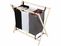 Jago® Wäschesortierer - faltbar, 3 oder 4 Fächer aus Stoff, Rahmen aus Holz,...