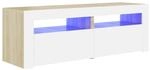 vidaXL TV-Schrank mit LED-Leuchten Wei&szlig; Sonoma-Eiche 120x35x40 cm