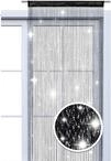 wometo Faden-Vorhang Glitzer-Vorhang 90x245 - schwarz-Silber gl&auml;nzender Deko Schal