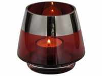 Fink - Jona - Teelichthalter - Windlicht - Rot - mit Platinrand - Glas -...