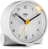 Braun Klassischer analoger Wecker mit Schlummerfunktion und Licht, ruhiges