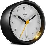 Braun Klassischer analoger Wecker Schlummerfunktion und Licht, ruhiges...