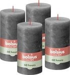 Bolsius - Rustik Stumpenkerzen - Anthrazit - 4 St&uuml;ck - 13 x 7 cm - Dekorative
