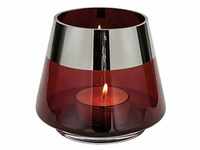 Fink Jona Teelichthalter aus Glas in der Farbe Rot, Maße: 15cm x 15cm x 13cm,...