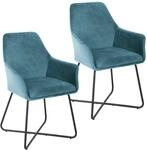 SVITA Josie Dining 2er Set Esszimmerstuhl Sessel Polsterstuhl Samt (Petrol)