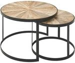 Wohnling Couchtisch 2er Set Mango Massivholz Metallbeine Braun