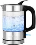 ProfiCook Wasserkocher Edelstahl beleuchtet, 0,5 Liter Mini Wasserkocher mit blauer