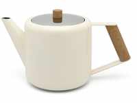 doppelwandige Creme-weiße Edelstahl Teekanne 1.1 Liter - isolierende Kanne für