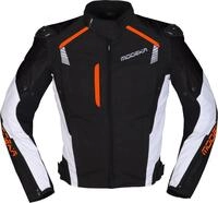 Modeka Lineos Motorrad Textiljacke (Black/White/Orange,3XL)