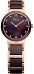 BERING Damen Quarz Uhr | Armbanduhr 22 mm ros&eacute;goldenes Edelstahlgeh&auml;use und braunes