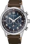 Citizen Herren Analog Eco-Drive Uhr mit Leder Armband CA4420-13L, Silber
