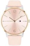 Tommy Hilfiger Damen-Analoguhr mit Quarzwerk - Rosa Lederarmband, Rosa