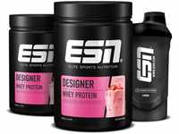 ESN Designer Whey Proteinpulver + Gratis Shaker, Strawberry Cream, 2 x 908 g,...
