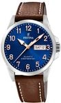 Festina Herrenuhr Analog aus Edelstahl und Leder Braun
