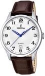 Festina Herren Uhr Analog mit Braunem Lederarmband - Quarzwerk - Kalender -