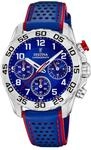 Festina Kinderuhr Analog Leder Blau - Quarz Chronograph - Mineralglas hochresistent -