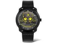 Police Unisex Erwachsene Analog Quarz Uhr mit Leder Armband PL15714JSB.02