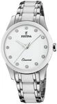 Festina Damen Uhr Analog Edelstahl 316L Wei&szlig; - Quarzwerk - Mineralglas hochresistent