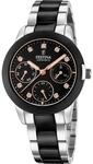 Festina Damen Uhr Analog Edelstahl 316L Schwarz - Quarzwerk Multifunktion -