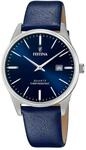 Festina Herren Uhr Analog mit Blauem Lederarmband - Quarzwerk - Kalender -