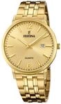 Festina Herrenuhr Analog aus Edelstahl 316l Goldfarben | Quarzwerk, Kalender,