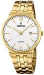 Festina Herren Uhr Analog aus Edelstahl 316L Goldfarben - Quarzwerk - Kalender -