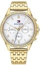 Tommy Hilfiger Multi Zifferblatt Quarz Uhr f&uuml;r Damen mit Goldfarben Edelstahlarmband