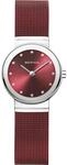 BERING Damen Quarz Uhr | Armbanduhr 26 mm silbernes Edelstahlgeh&auml;use und rotes