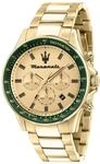 Maserati Herrenuhr, Sfida Kollektion, aus Edelstahl, Gelbgold PVD, mit