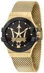Maserati Herrenuhr, Potenza Kollektion, aus Edelstahl, Gelbgold PVD, mit