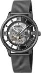 Festina Herren Automatikuhr aus Edelstahl 316L Schwarz Herren Analog Uhr - Saphirglas