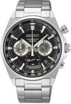 Seiko Herren-Uhr Quarz Edelstahl mit Edelstahlband SSB397P1, Schwarz