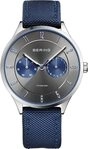 BERING Herren Quarz Uhr | Armbanduhr 39 mm silbernes Titangeh&auml;use und graues