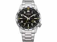 CITIZEN Herren Analog Quarz Uhr mit Edelstahl Armband BM7550-87E, Schwarz