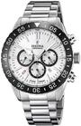 Festina Herren Uhr Analog aus Edelstahl Keramik Silberfarben - Quarz - Chronograph -