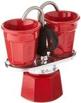 Bialetti Mini Express Color, Set Caffettiera 2 Tazze + 2 Bicchierini, Alluminio,