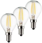 M&Uuml;LLER-LICHT 3er-Set Retro-LED Tropfenform Ersetzt 40 W, Glas, E14, 4 W, Silber, 4.5