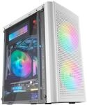 Mars Gaming MC300W Wei&szlig;, MicroATX PC Geh&auml;use, Geh&auml;rtetes Glas, Mesh Front, 3xFRGB