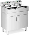 Royal Catering Doppel-Elektro-Fritteuse mit Unterschrank 2 x 16 l (2 x 10 l...